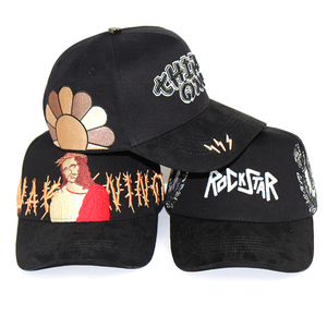 Cappelli Personalizzati di Alta Qualità HBA54 con Strass, Cappellini da Baseball di Lusso a 5 Pannelli Ricamati in Camoscio - Product Image 6