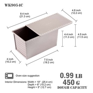 Stampo per Pane CHEFMADE, Capacità 0,66 Libbre, <span class=keywords><strong>Antiaderente</strong></span>, Rettangolare, Ondulato, Mini <span class=keywords><strong>Teglia</strong></span> Pullman con Coperchio - Product Image 2