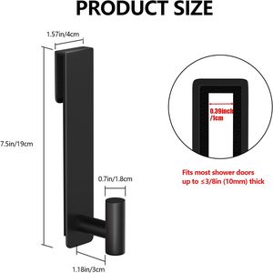 Stainless Steel Extended Shower <b>Door</b> <b>Hook</b> Heavy Duty Towel Robe <b>Hook</b> for Frameless Glass Shower <b>Door</b> <b>Bathroom</b> Storage Organizer - Product Image 3