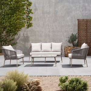 Seil <span class=keywords><strong>4pcs</strong></span> Sofa Aluminium wasserdicht Freizeit Großhandel billig Gespräch Sofa Couch Set Stuhl Terrasse Gartenmöbel - Product Image 1