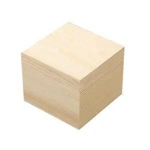 Caixa de madeira de pinha inacabada personalizada e caixa de madeira do cubo de madeira presente caixa de madeira