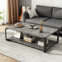 Table basse extensible en métal à 2 niveaux, motif marbre personnalisé, design moderne et luxueux pour salon, design simple