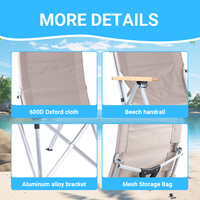 Chaise de camping pliable en aluminium à cinq positions réglables, design moderne, portable, pour la plage, le pique-nique, la pêche