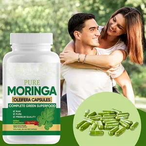 Private Label Moringa Capsules Organic Moringa Powder Capsules Supplement Green Superfood Support Metabolism