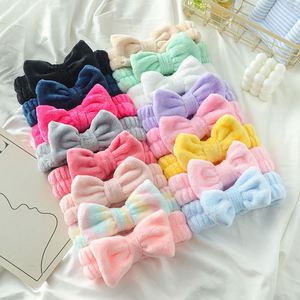 Korean Style Bowknot <b>Headband</b> Women Soft Plush Face Wash Hair Band Candy Color Skincare Spa Makeup Beauty Hair Accessories - Product Image 1