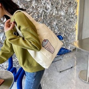 Sac fourre-tout en toile réutilisable avec logo personnalisé, avec poignée, pliable, en coton, sac d'épicerie écologique, idée de cadeau - Product Image 6