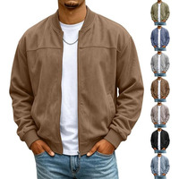 Blouson Bomber Unisexe Personnalisé en Faux Daim, Fermeture Éclair Intégrale, Col Montant, Léger, Poches Latérales, Style Business Décontracté, Imperméable et Coupe-Vent
