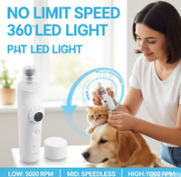 Lime à ongles électrique rechargeable par USB avec lumière LED, coupe-ongles automatique pour chats et chiens, accessoires de toilettage pour animaux de compagnie