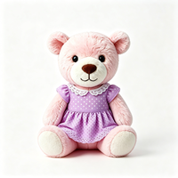 Ours en peluche doux et câlin avec robe à col en dentelle et manches courtes, jouet en peluche animal