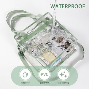 Clear <b>Tote</b> <b>Bag</b> Stadium Approved Game Day Satchel <b>Bag</b> with Reinforced Strap for Concert <b>Work</b> Sport - Product Image 6