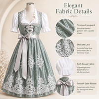 Robe de travail Dirndl à manches bouffantes brodées de dentelle, en fibre de polyester antibactérienne, plusieurs couleurs personnalisables, pour festival de la bière