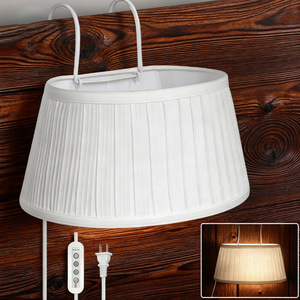 Modern <b>Bedside</b> Reading Lamp <b>White</b> Textile Shade E27 Led Push Button Switch Eye Caring Soft Light For Bedroom - Product Image 1