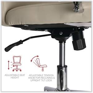 Chaise de travail en cuir Alera Workspace, supporte jusqu'à 275 lb, hauteur d'assise de 18,19 po à 21,93 po, siège et dossier en cuir PU blanc - Product Image 2