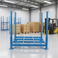 Étagère empilable en acier thermolaqué à quatre poteaux détachable, compatible chariot élévateur, pour stockage en entrepôt