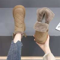 Bottes d'hiver pour femmes - Mi-mollet, imperméables, thermiques, confortables, doublées de polaire, en cuir artificiel, semelle intermédiaire en fourrure, doublure en microfibre