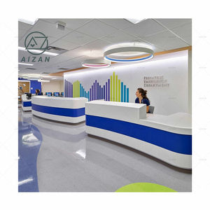 تصميم مجاني مخصص حديث محطة ممرضة مستشفى باللون الأزرق والأبيض مكتب استقبال مكتب أمامي أثاث أسنان - Product Image 1