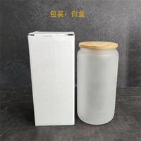 Sublimation DIY 12 oz 350 ml 16 oz Cadeau Promotionnel Gobelet en Verre Cola Peut Tasses avec Couvercle en Bambou et Paille