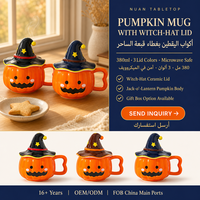 Tasse Citrouille avec Couvercle Chapeau – Idéale pour Halloween, Fêtes d'Automne, Soirées – Tasse en Céramique Mignonne pour Filles, Maison, Bureau, Boissons