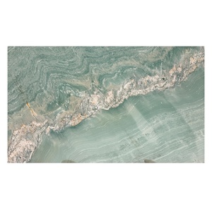 Dalle de quartzite vert poli de luxe, veinage naturel ondulé, finition haute brillance, carrelage en pierre naturelle moderne pour plateau de table à manger et mur intérieur - Product Image 1