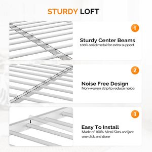 <span class=keywords><strong>Letto</strong></span> a <span class=keywords><strong>Soppalco</strong></span> con Scale Piatte per Bambini e Adulti, <span class=keywords><strong>Letto</strong></span> <span class=keywords><strong>Singolo</strong></span> Salvaspazio in Metallo, Non Richiede Box Spring, Grigio - Product Image 4
