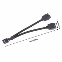 Cable de extensión USB de placa base de ordenador de 15cm, 9 pines, 1 hembra a 2 macho, Y Splitter, Cable de extensión de Audio HD para PC