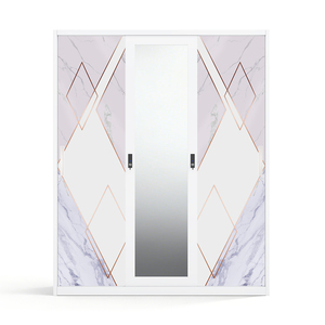 Armoire en acier imprimé avec portes coulissantes et miroir 1500 mm pour l'organisation de la chambre - Product Image 2