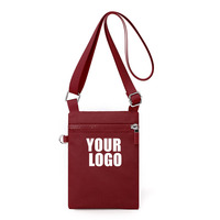 Sac bandoulière Qetesh 2026 style coréen en nylon résistant aux éclaboussures, petite pochette de cou pour téléphone, pochette à monnaie pour le sport, la course à pied, pour femmes