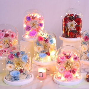 Cielo Ruota Modello di Fiore Conservato Rosa In Cupola di Vetro Con Luci Per San Valentino Regali Di Natale - Product Image 1