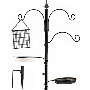 ที่ให้อาหารนกโลหะ TJ-020 ขนาด 1.9 เมตร แบบติดตั้งบนพื้นดิน ทนทาน ใช้กลางแจ้ง พร้อมที่ให้น้ำ และที่แขวนในสวน พร้อมขายึด - Product Image 2