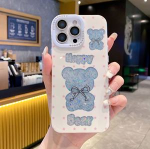 Design d'ours à carreaux coréen pour iPhone 15 Plus 16 Pro <span class=keywords><strong>Max</strong></span> 14 13 12P mignon femme pour Apple étuis de téléphone portable protecteur de caméra TPU - Product Image 4