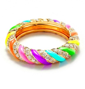 Milskye - Joyería Clásica y Elegante <span class=keywords><strong>para</strong></span> <span class=keywords><strong>Mujer</strong></span>, Plata 925, Oro de 18k, Anillos de Aleación Torsade con Esmalte de Circonio Arcoíris - Product Image 6