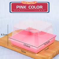 Plateau en papier de gros 12x11x8,5 cm avec couvercle en plastique PET transparent pour boulangerie, pâtisserie, gâteaux, biscuits, muffins, sandwichs, tiramisu, pain