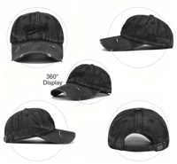 Casquette de baseball vintage en jean vieilli avec patch brodé New York, ajustable, en coton lavé, style Dad Hat avec trou, pour hommes et femmes