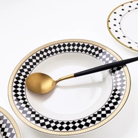 Assiettes rondes en céramique peintes à la main, en porcelaine, sans BPA, compatibles micro-ondes, fabriquées dans le Jiangxi