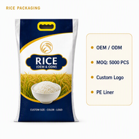 Sac en PP tissé imprimé en héliogravure pour riz 25kg 50kg, compatible avec ligne d'emballage automatique haute vitesse anti-fuite pour moulin à riz