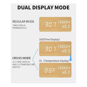 Caoxian huashen bằng gỗ LED bàn kỹ thuật số Đồng hồ báo thức với nhiệt độ hiển thị và hiển thị ngày cho văn phòng ngủ đồng hồ bằng gỗ - Product Image 2