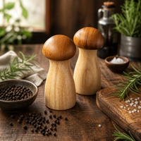 Ensemble moulin à sel et à poivre en bois écologique avec mouvement céramique et base, réglage de la grosseur, manuel, pour épices et assaisonnements de cuisine