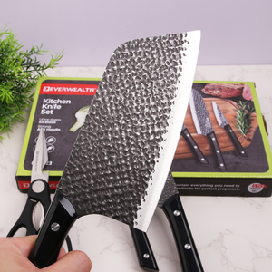 <span class=keywords><strong>Set</strong></span> Professionale di <span class=keywords><strong>Coltelli</strong></span> <span class=keywords><strong>da</strong></span> Cucina <span class=keywords><strong>da</strong></span> 5 Pezzi con Manico in ABS e Motivo Martellato, Coltello <span class=keywords><strong>da</strong></span> <span class=keywords><strong>Macellaio</strong></span> per Tagliare la Carne, <span class=keywords><strong>Coltelli</strong></span> <span class=keywords><strong>da</strong></span> Cucina per Uso Domestico in Confezione Regalo - Product Image 2