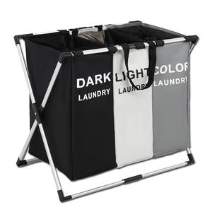 Tela Oxford Compartimento individual Compartimento doble Compartimento <span class=keywords><strong>triple</strong></span> Almacenamiento de baño Lavandería Cesta de <span class=keywords><strong>ropa</strong></span> <span class=keywords><strong>sucia</strong></span> - Product Image 1