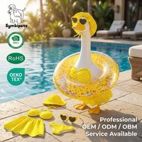 Ensemble de tenue de plage pour canard gonflable avec lunettes de soleil et bague de natation, motif pois, pour piscine d'été