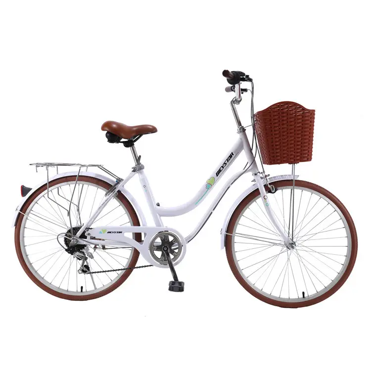 Toptan bisiklet öğrenci vintage bisiklet ispitli tekerlek 26 inç 28 inç şehir bisikleti arka taşıyıcı kızlar için