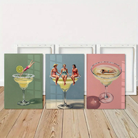 HAOWAI OEMODM 3pcs JMargarita Art Bundle Set 3 Poster Seni Dinding Koktail Retro