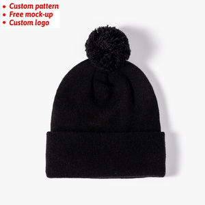 <span class=keywords><strong>Bonnet</strong></span> unisexe <span class=keywords><strong>noir</strong></span> chaud pour le sport, en acrylique tricoté, avec <span class=keywords><strong>pompon</strong></span>, idéal pour l'extérieur, les voyages, personnalisable pour homme, vente en gros - Product Image 1