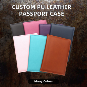 Funda de Pasaporte de Cuero PU de Color Sólido con Logotipo Personalizado, con Porta Tarjetas de Crédito y sin Cierre, para Viajes - Product Image 2