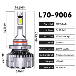 Puissant 200W 30000lm LED phares de voiture H1 H7 H11 H4 lentille de projecteur 6000K Canbus 24V 9005 9006 H15 <span class=keywords><strong>ampoule</strong></span> LED - Product Image 3