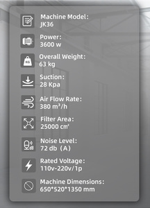 Aspirapolvere Industriale JINGKUN JK36 <span class=keywords><strong>per</strong></span> Lavori Pesanti, Nuovo Motore Elettrico da 3.6kw, Alta Efficienza, Tensione 220-240V, Garanzia di 1 Anno - Product Image 6