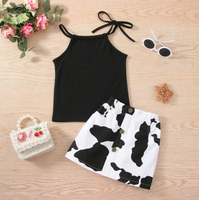 Vêtements pour enfants, vêtements pour filles de 3 ans, pantalon à cloche avec bretelles en coton noir, chemises, ensembles de 2 pièces, vêtements pour fillettes