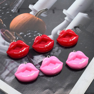 Pendentif DIY en résine lèvres rouges sexy, breloques lèvres rouges pour la fabrication de colliers et boucles d'oreilles - Product Image 3