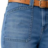 Pantalones Vaqueros Holgados de Verano para Mujer, Cintura Alta, Pierna Ancha, Azul Medio, Bolsillos Delanteros Grandes, Pantalones de Mezclilla Casuales para Trabajo