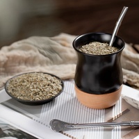 Emerit vente en gros logo personnalisé 260ML gourde Yerba Mate argentine ensemble de tasses à thé base en bois tasse Yerba Mate en céramique avec ensemble Bombilla